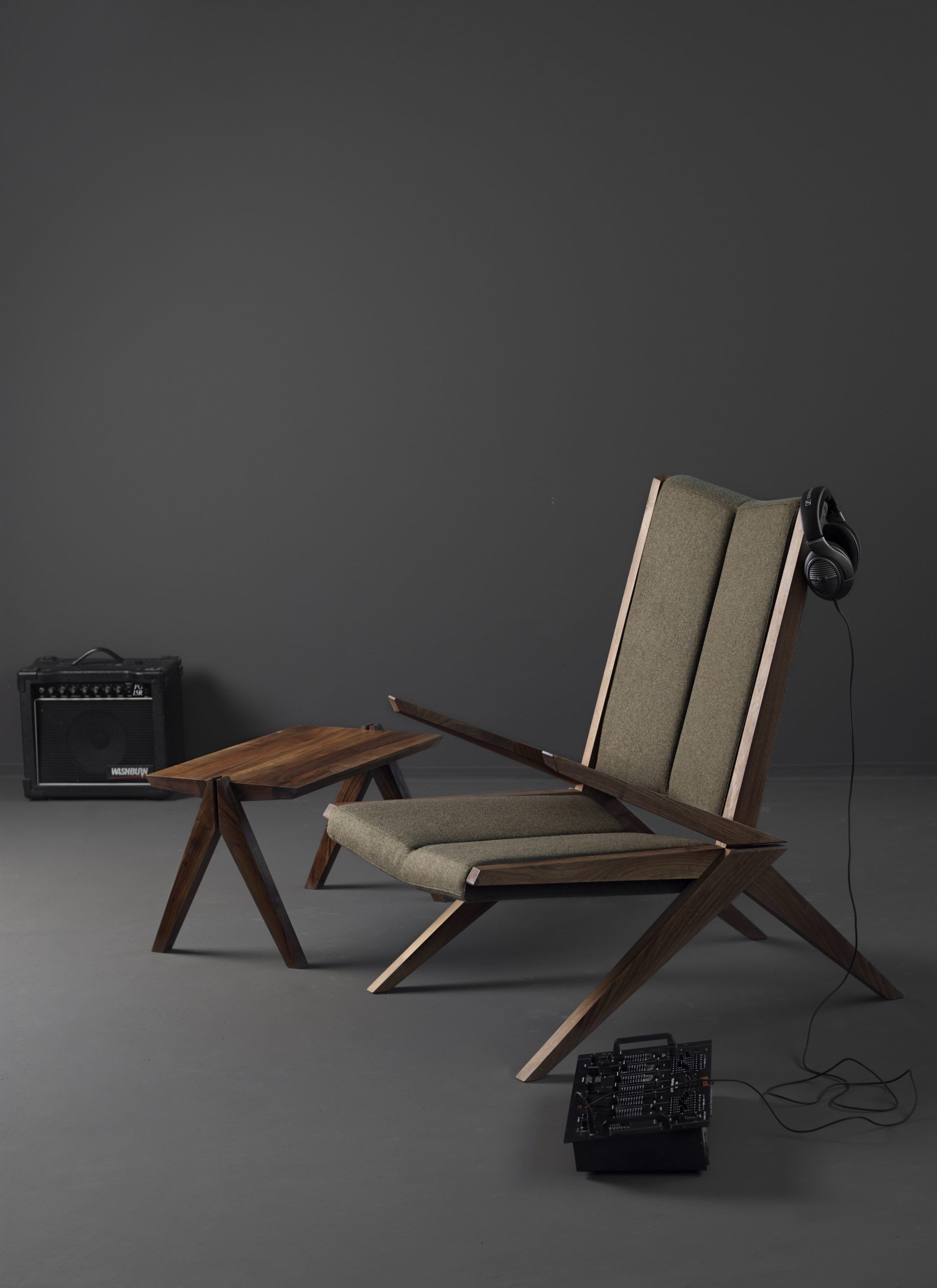 Modern Custom Made Lounge Chair- view in a room with a table- styylish