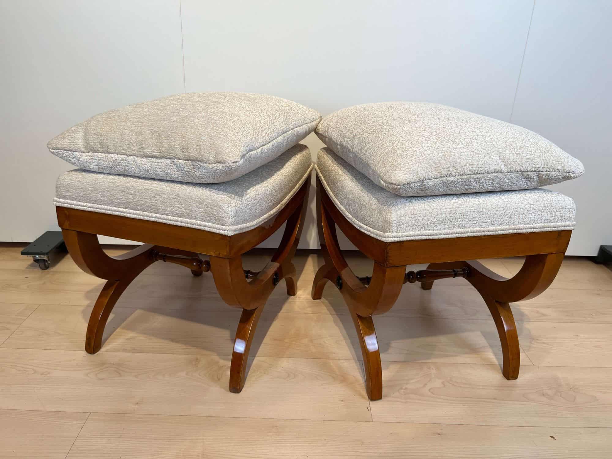 Pair of Large Tabourets, Beech wood, France circa 1860 - Image 14