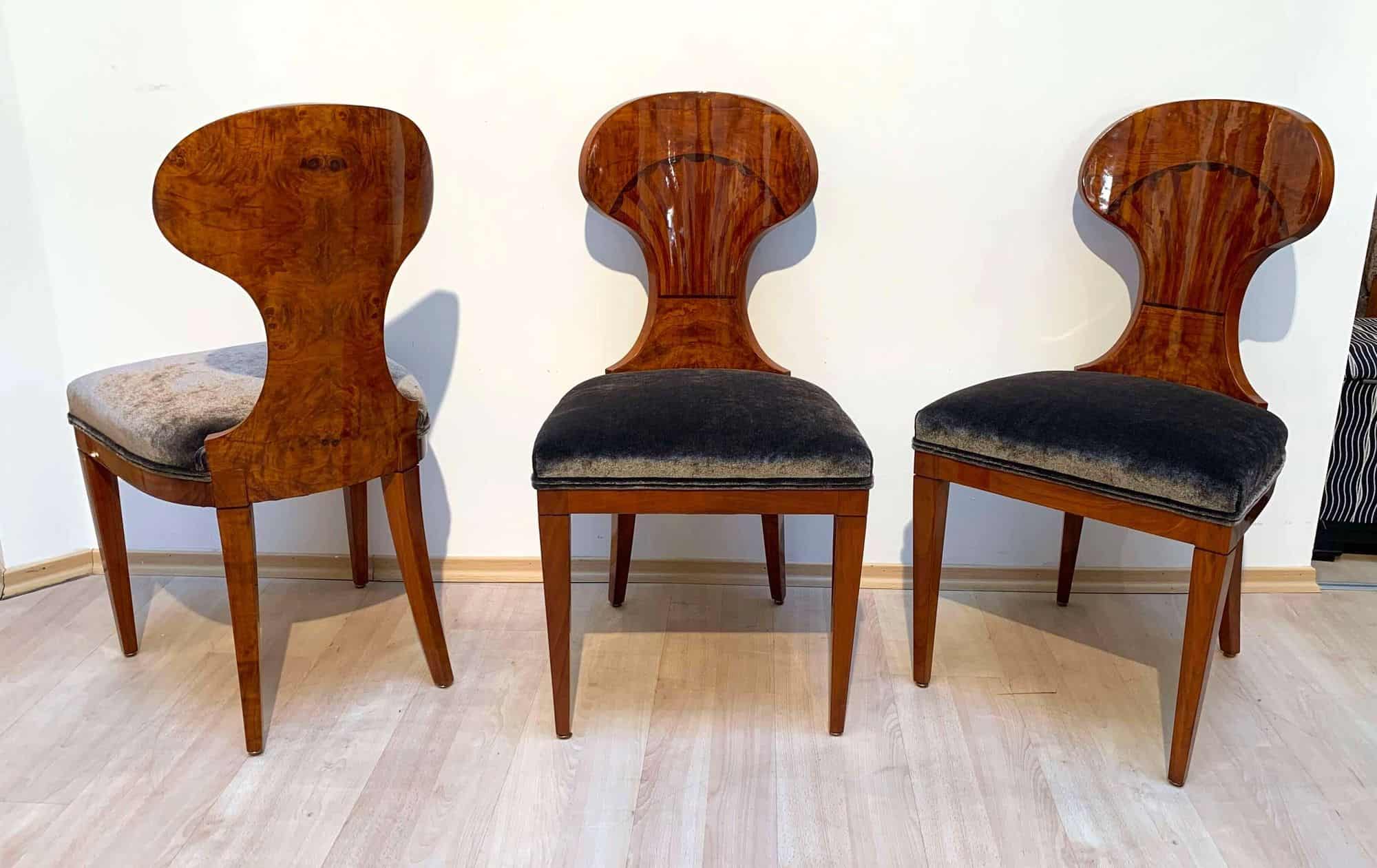 Set of four Biedermeier Ballon Chairs - Front and Back Perspective - Styylish