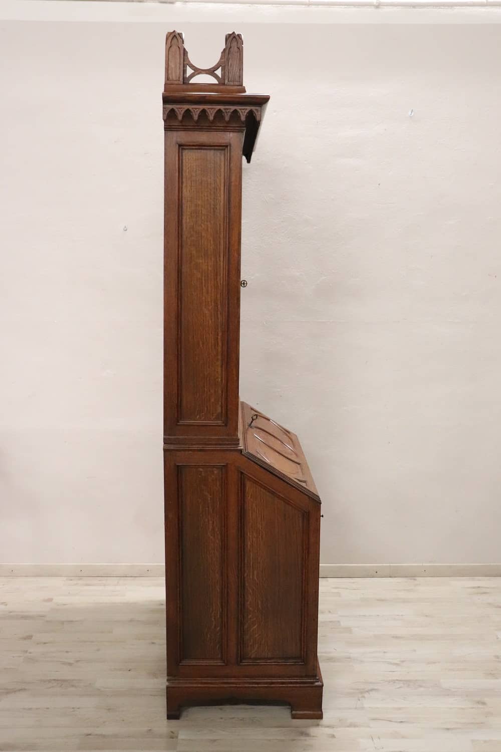 Gothic Style Solid Oak Cabinet - Side Angle - Styylish