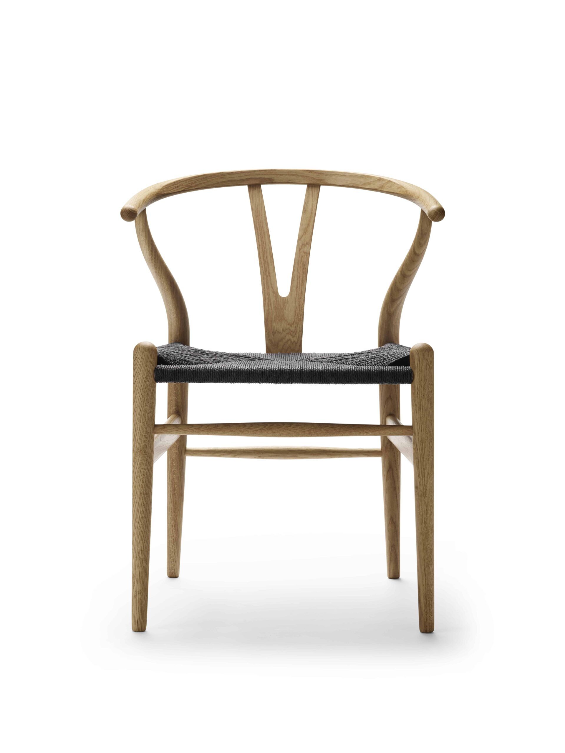 CH24 Wishbone Chair, Black Paper Cord - Image 6