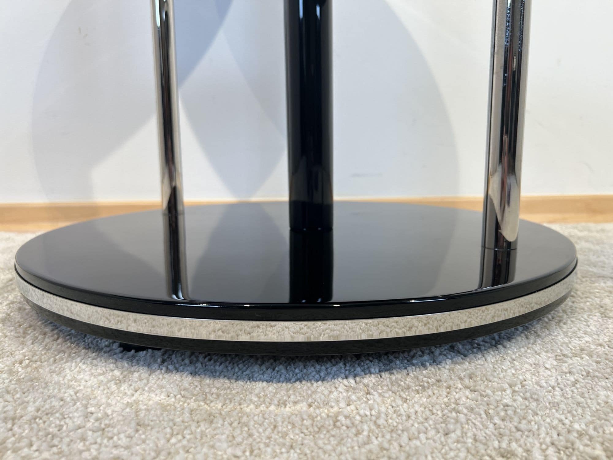 Art Deco Round Side Table - Chrome Base - Styylish
