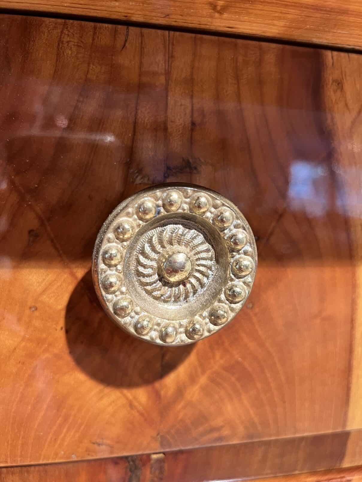 Biedermeier Secretaire, Cherry Veneer, Inlays, Brass, South Germany circa 1830 - Image 11