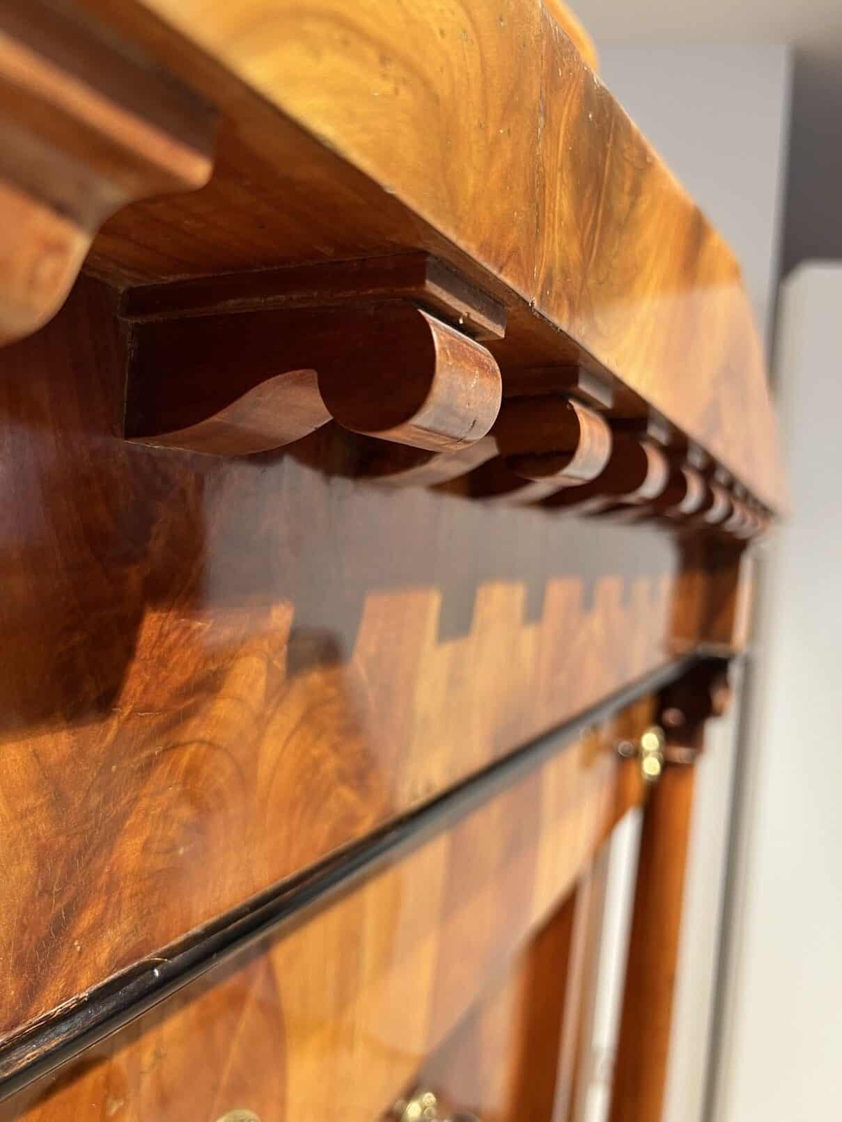 Biedermeier Secretaire, Cherry Veneer, Inlays, Brass, South Germany circa 1830 - Image 14