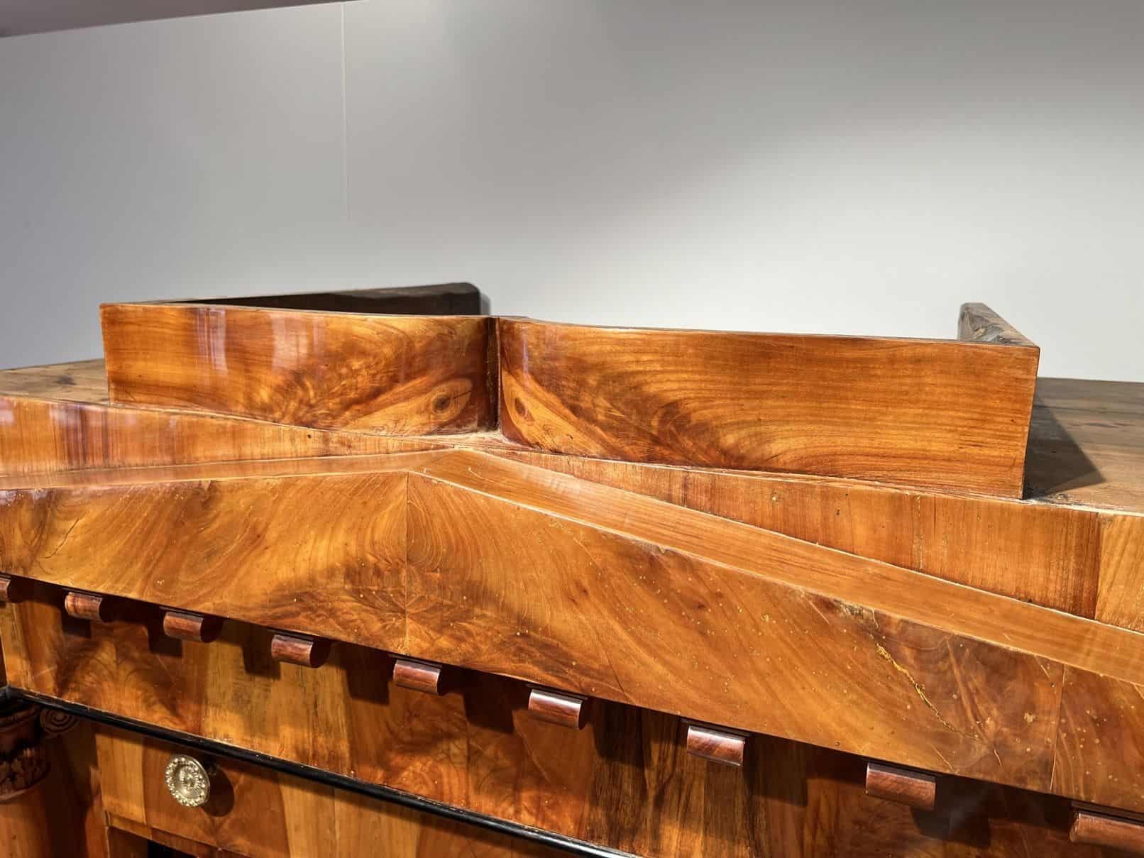 Biedermeier Secretaire, Cherry Veneer, Inlays, Brass, South Germany circa 1830 - Image 18