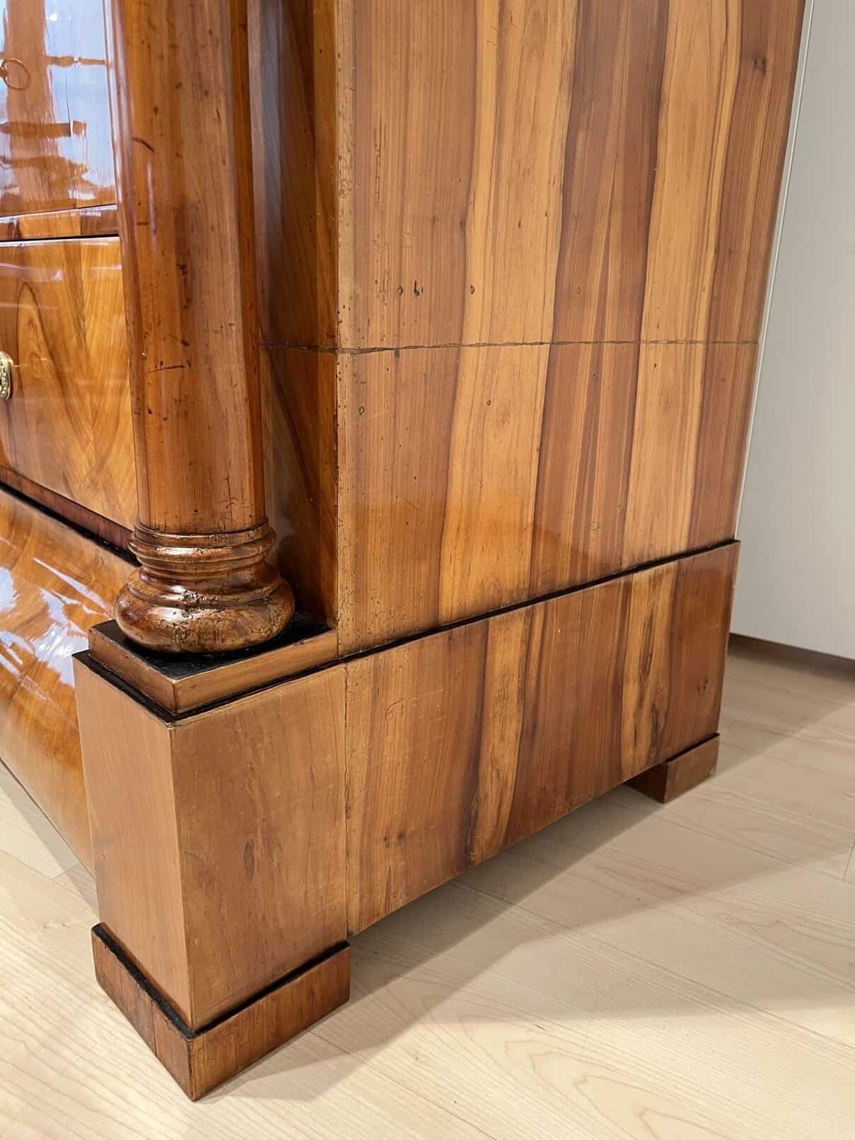 Biedermeier Secretaire, Cherry Veneer, Inlays, Brass, South Germany circa 1830 - Image 10