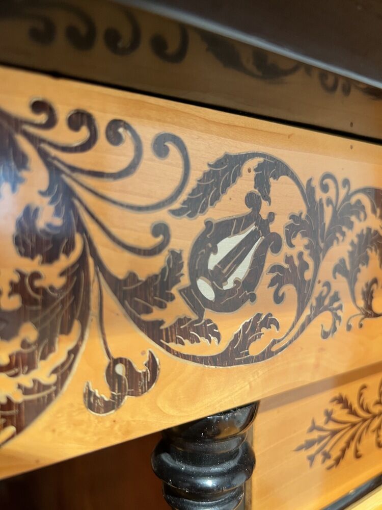 Biedermeier Secretaire, Cherry Veneer, Inlays, Brass, South Germany circa 1830 - Image 17