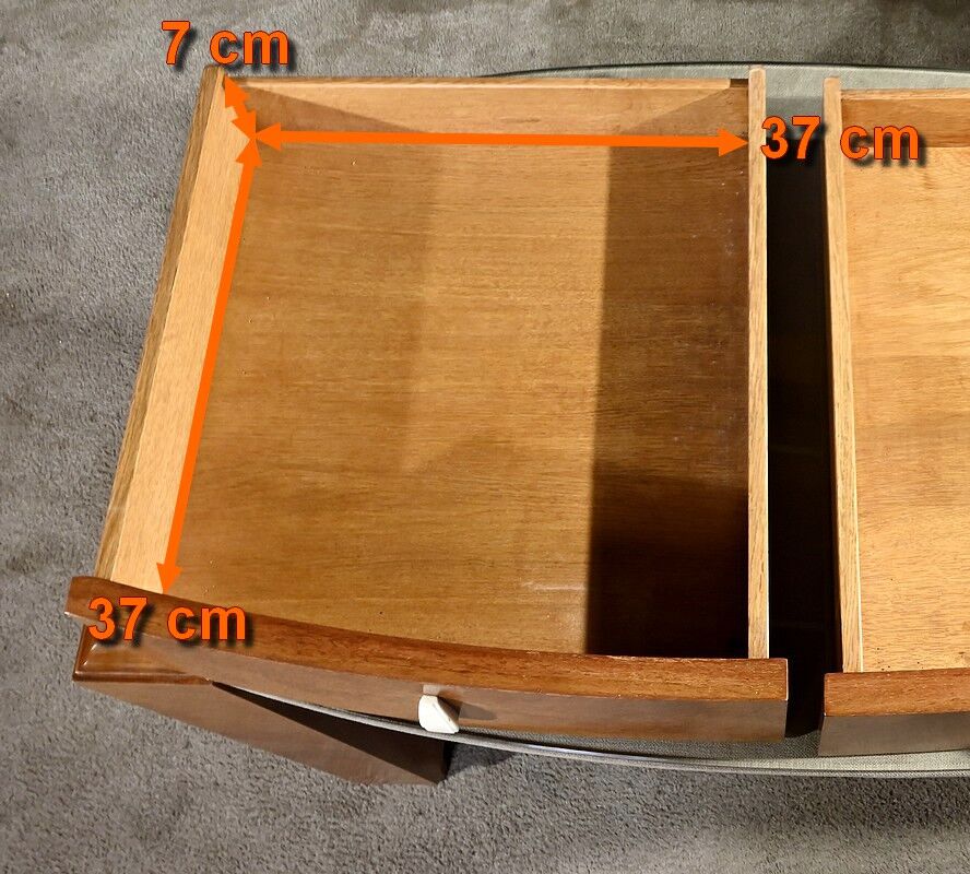 Small Desk in Amboyna Burl - Drawer Measurements - Styylish